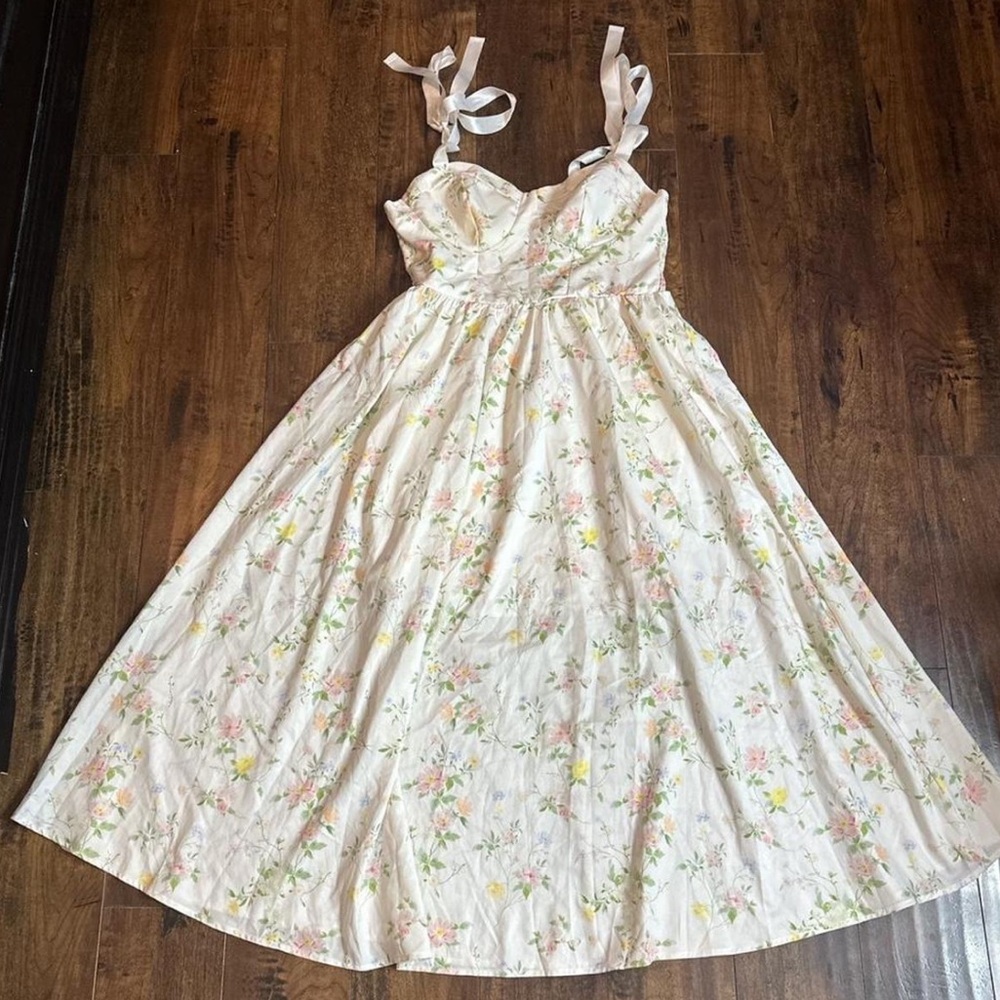 SHEIN White Floral Kids Dress with Straps